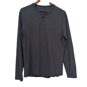 Men's Lululemon Dark Gray Long Sleeve Henley Tee Relaxed Fit